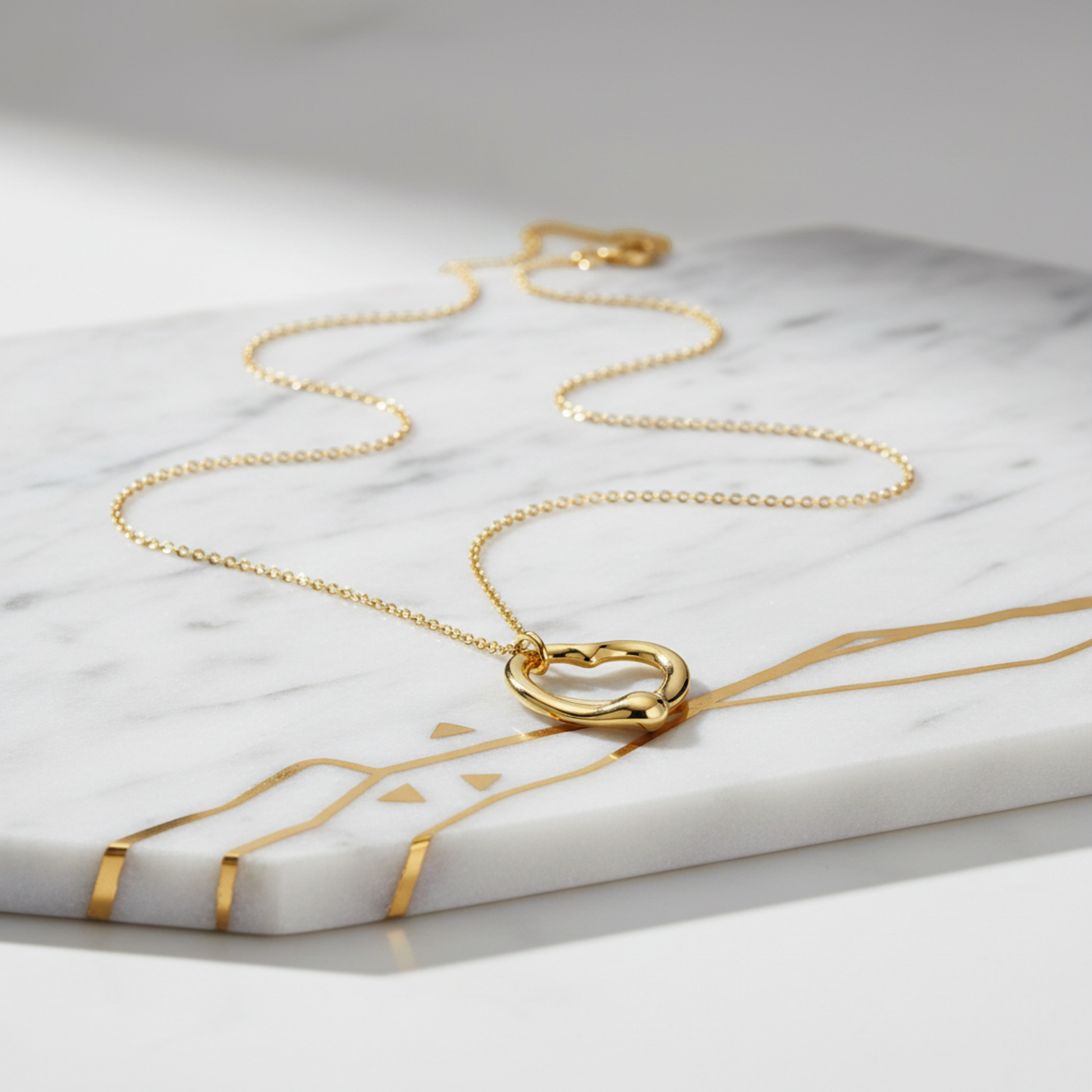 Tiffany Open Heart Yellow Gold (18K) No Stone Men,Women Fashion Pendant Necklace (Gold)