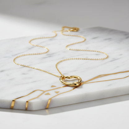 Tiffany Open Heart Yellow Gold (18K) No Stone Men,Women Fashion Pendant Necklace (Gold)