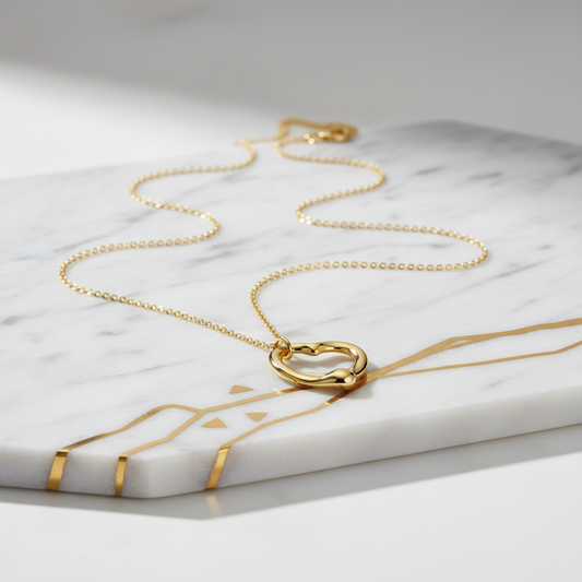 Tiffany Open Heart Yellow Gold (18K) No Stone Men,Women Fashion Pendant Necklace (Gold)