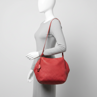 Bottega Veneta Intrecciato Women,Men Leather Shoulder Bag,Tote Bag Red Color