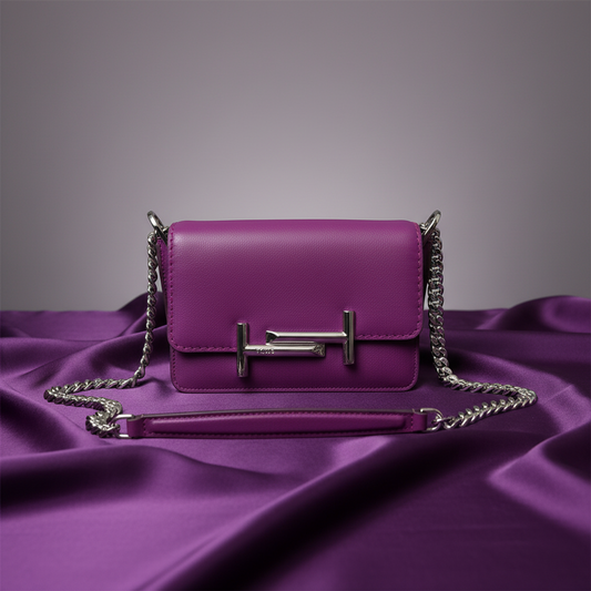 Tod's Double T Chain Shoulder Bag Women's Leather Shoulder Bag Purple