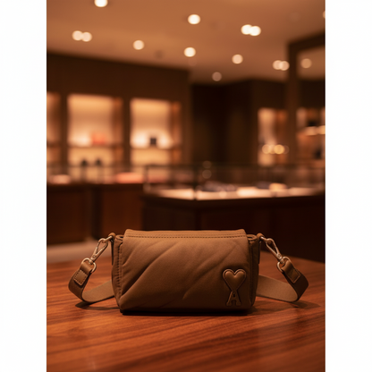 Ami Paris Marcel Lunchbox Bag ULL710 AW0001 Men,Women Nylon Shoulder Bag Brown