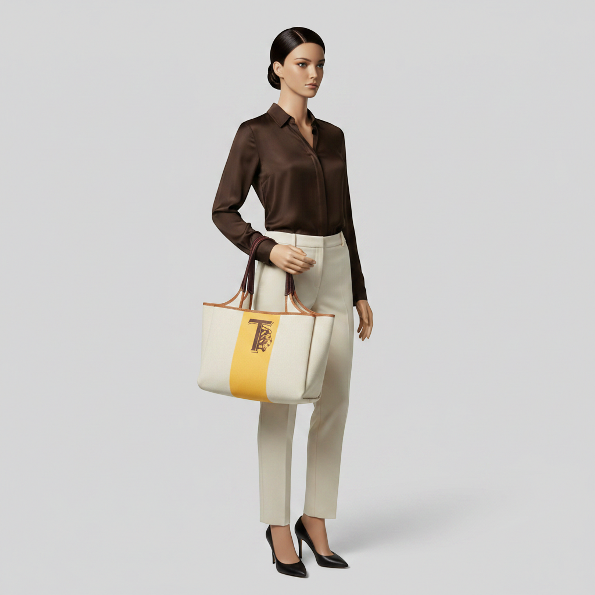Tod's Women's Canvas,Leather Tote Bag Light Beige,Yellow