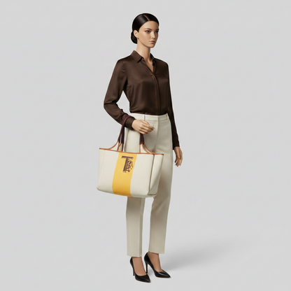 Tod's Women's Canvas,Leather Tote Bag Light Beige,Yellow