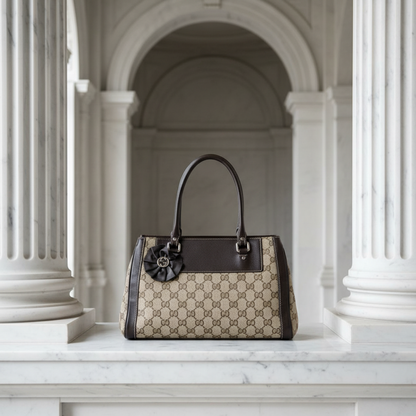 Gucci GG Canvas 190247 Women's GG Canvas,Leather Handbag Beige,Brown