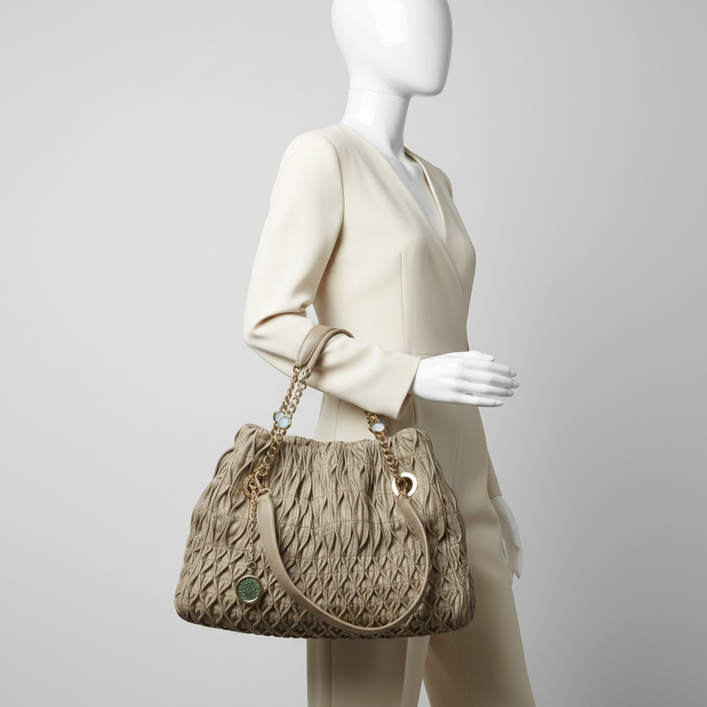 Bvlgari Monete Women's Leather Shoulder Bag,Tote Bag Gray
