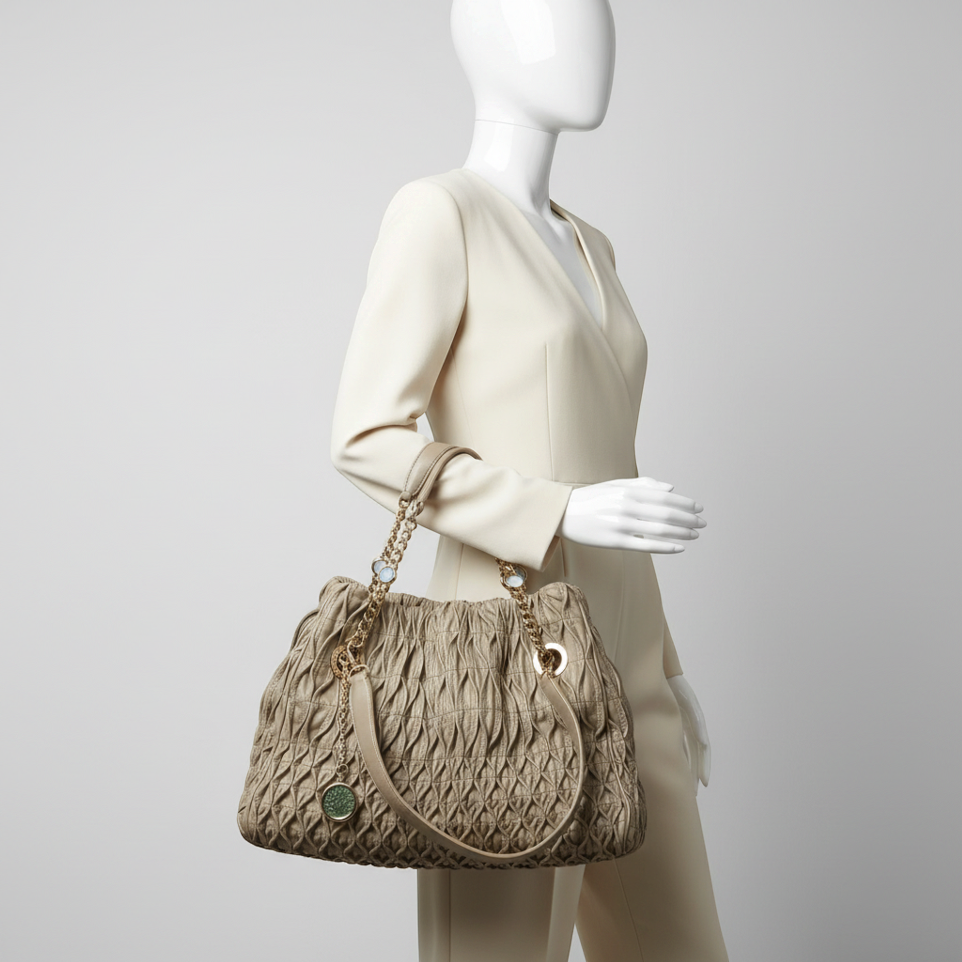 Bvlgari Monete Women's Leather Shoulder Bag,Tote Bag Gray