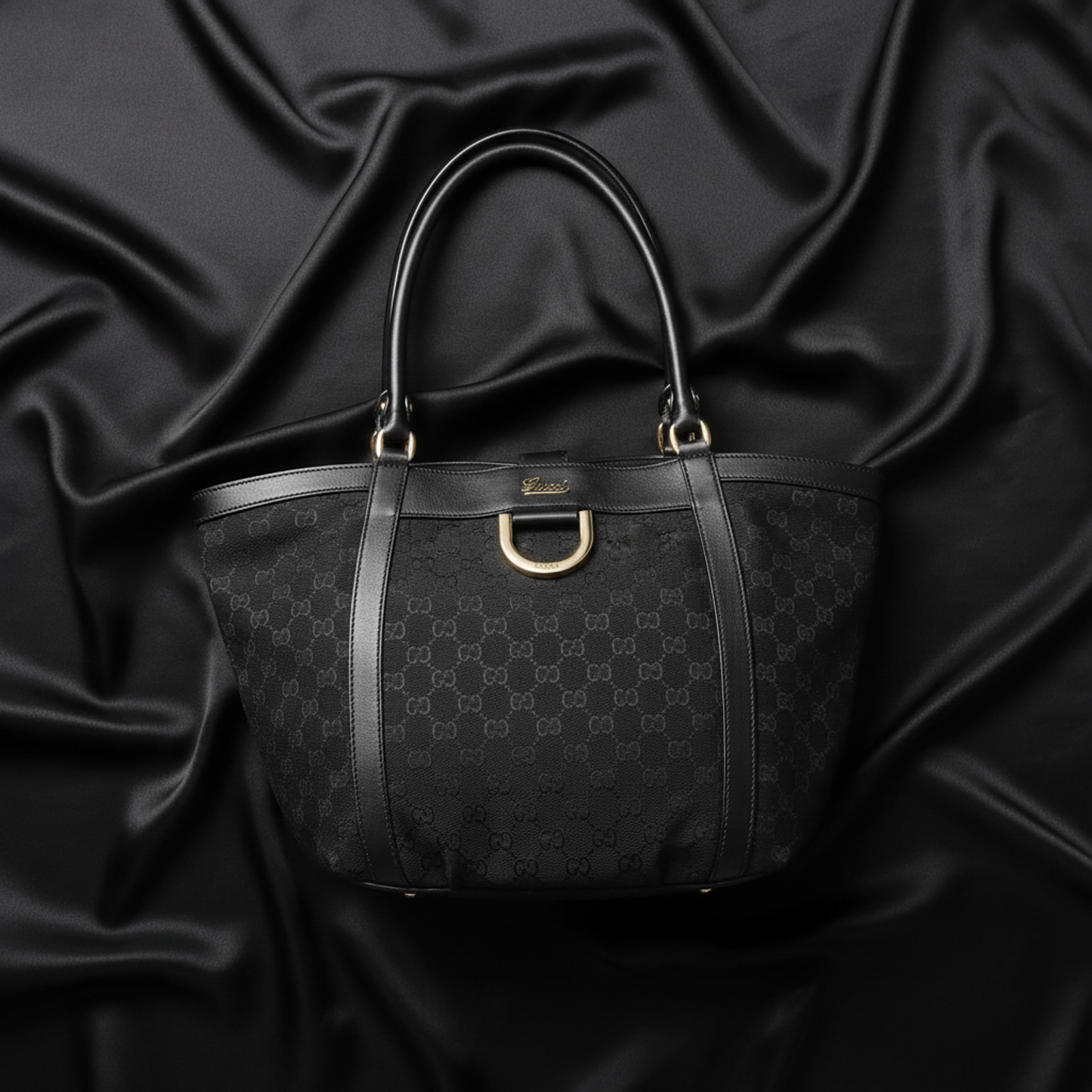 Gucci GG Canvas 211982 Women's GG Canvas,Leather Shoulder Bag,Tote Bag Black