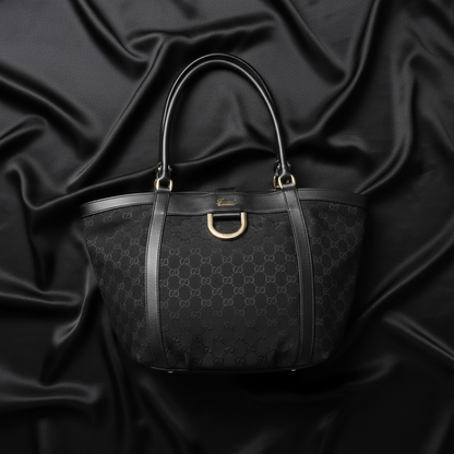 Gucci GG Canvas 211982 Women's GG Canvas,Leather Shoulder Bag,Tote Bag Black