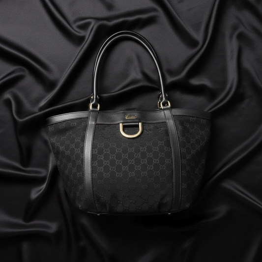 Gucci GG Canvas 211982 Women's GG Canvas,Leather Shoulder Bag,Tote Bag Black