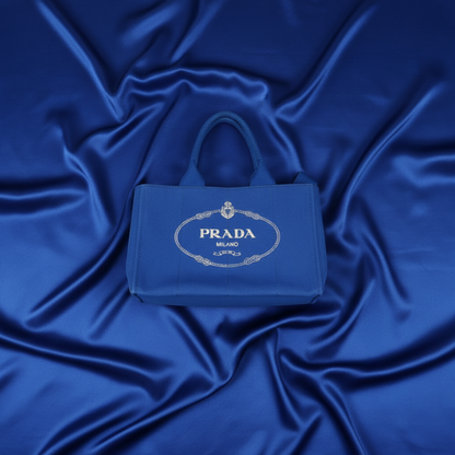 Prada Canapa Medium Size Women's Canvas Shoulder Bag,Tote Bag Blue