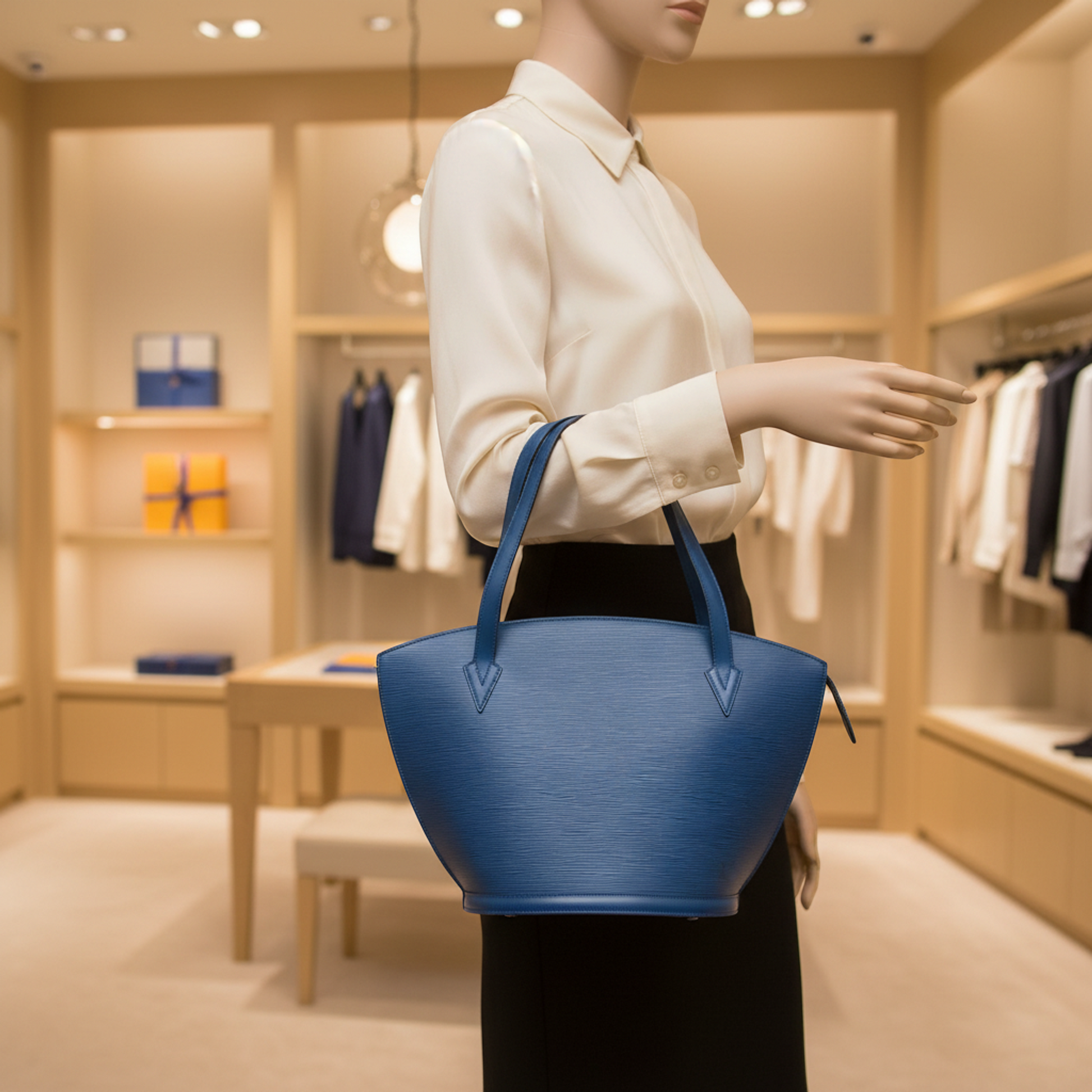 Louis Vuitton Epi Saint-Jacques Shopping M52265 Women's Shoulder Bag Toledo Blue