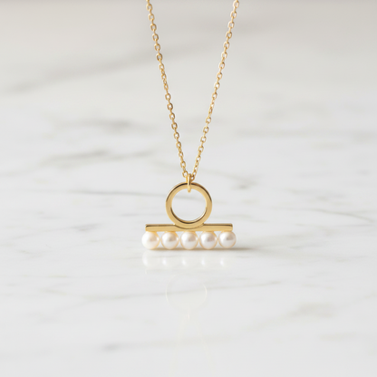 Tasaki Balance Petite Necklace Yellow Gold (18K) Pearl Men,Women Fashion Pendant Necklace (Gold)