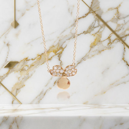 Tiffany Paper Flower Diamond Necklace Pink Gold (18K) Diamond Men,Women Fashion Pendant Necklace (Pink Gold)