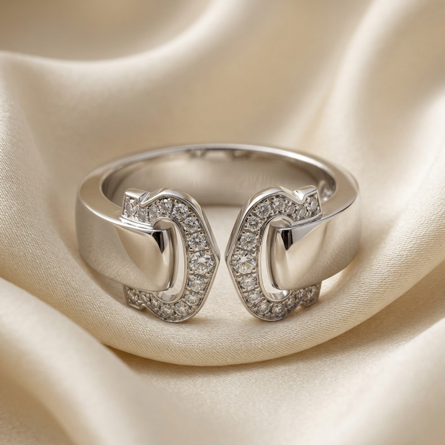 Cartier 2C Boucle Diamond Ring WGB4071054 White Gold (18K) Fashion Diamond Band Ring Silver