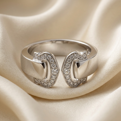 Cartier 2C Boucle Diamond Ring WGB4071054 White Gold (18K) Fashion Diamond Band Ring Silver