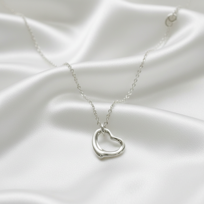 Tiffany Open Heart Platinum No Stone Men,Women Fashion Pendant Necklace (Silver)