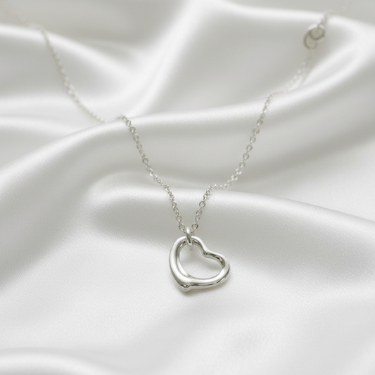 Tiffany Open Heart Platinum No Stone Men,Women Fashion Pendant Necklace (Silver)
