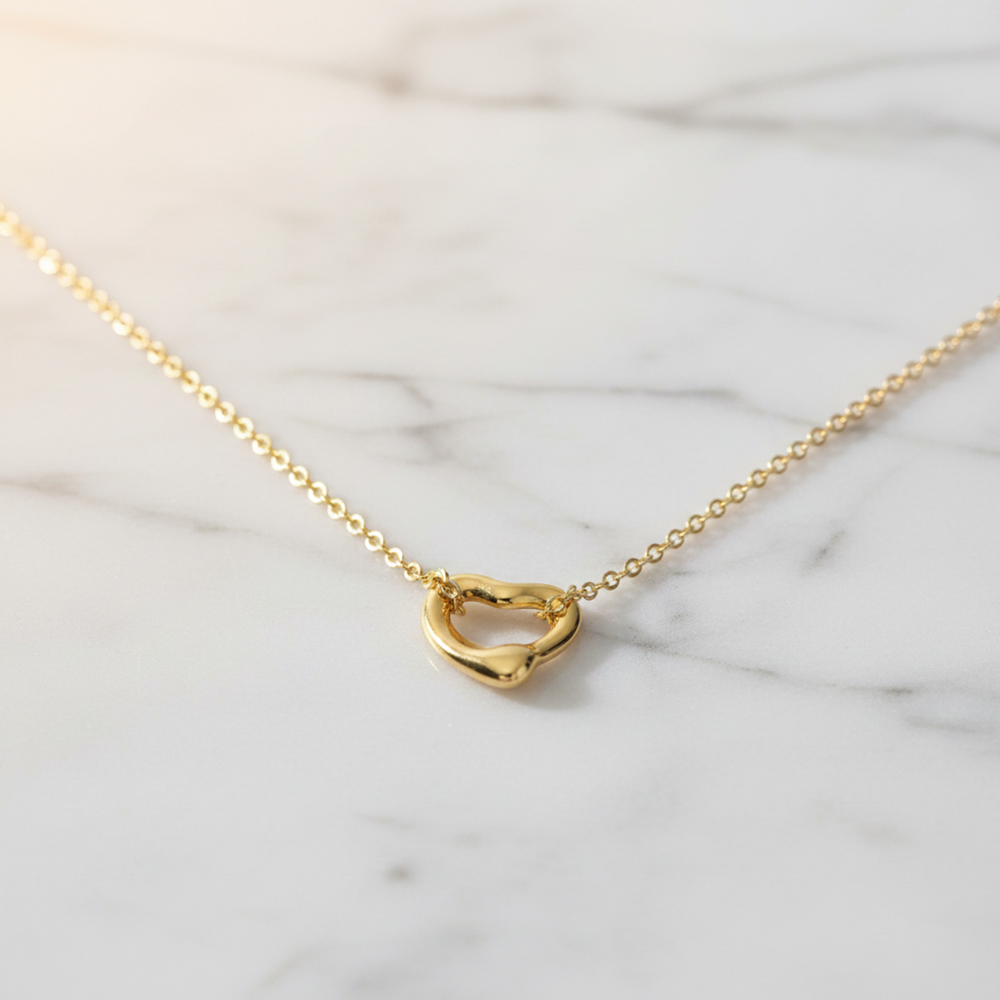 Tiffany Open Heart Extra Mini Necklace Pink Gold (18K) No Stone Men,Women Fashion Pendant Necklace (Pink Gold)