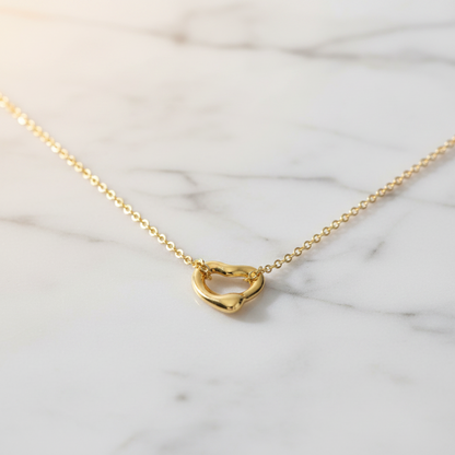 Tiffany Open Heart Extra Mini Necklace Pink Gold (18K) No Stone Men,Women Fashion Pendant Necklace (Pink Gold)