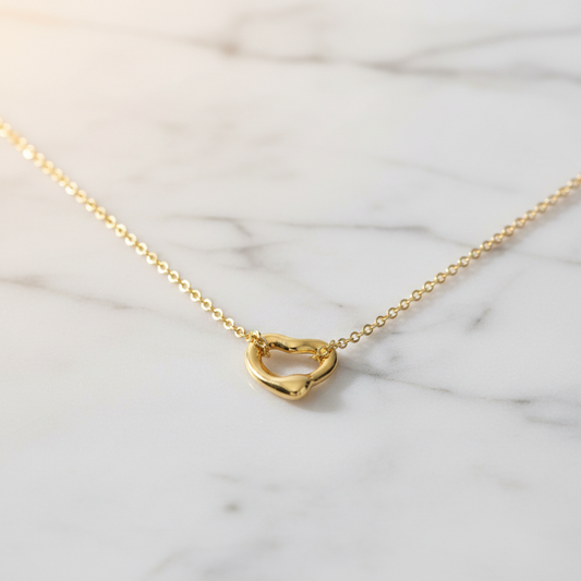 Tiffany Open Heart Extra Mini Necklace Pink Gold (18K) No Stone Men,Women Fashion Pendant Necklace (Pink Gold)
