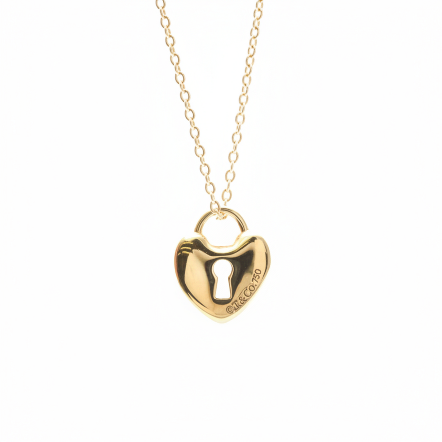 Tiffany Heart Lock Necklace Pink Gold (18K) No Stone Men,Women Fashion Pendant Necklace (Pink Gold)