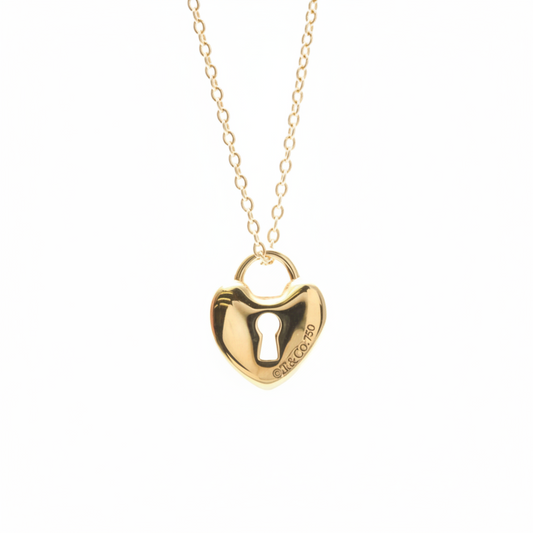 Tiffany Heart Lock Necklace Pink Gold (18K) No Stone Men,Women Fashion Pendant Necklace (Pink Gold)