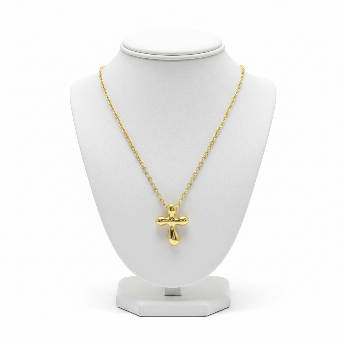 Tiffany Small Cross Necklace Yellow Gold (18K) No Stone Men,Women Fashion Pendant Necklace (Gold)