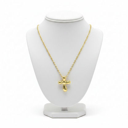 Tiffany Small Cross Necklace Yellow Gold (18K) No Stone Men,Women Fashion Pendant Necklace (Gold)