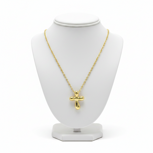 Tiffany Small Cross Necklace Yellow Gold (18K) No Stone Men,Women Fashion Pendant Necklace (Gold)