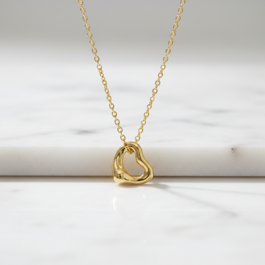 Tiffany Open Heart Yellow Gold (18K) No Stone Men,Women Fashion Pendant Necklace (Gold)