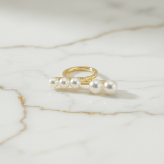 Tasaki Balance Ring Yellow Gold (18K) Fashion Pearl Band Ring Gold