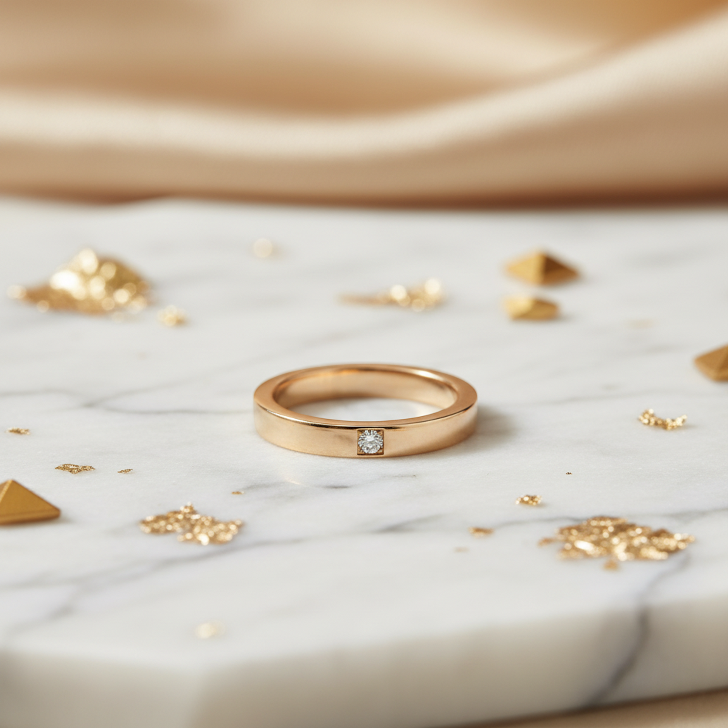 Bvlgari Marie Milling 1P Diamond Pink Gold (18K) Fashion Diamond Band Ring Pink Gold