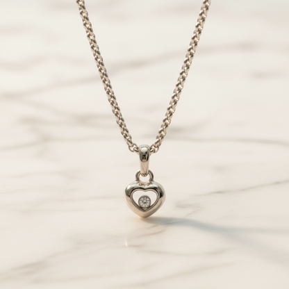 Chopard Happy Diamond Necklace 79/4854 White Gold (18K) Diamond Men,Women Fashion Pendant Necklace (Silver)
