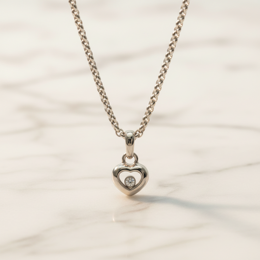 Chopard Happy Diamond Necklace 79/4854 White Gold (18K) Diamond Men,Women Fashion Pendant Necklace (Silver)