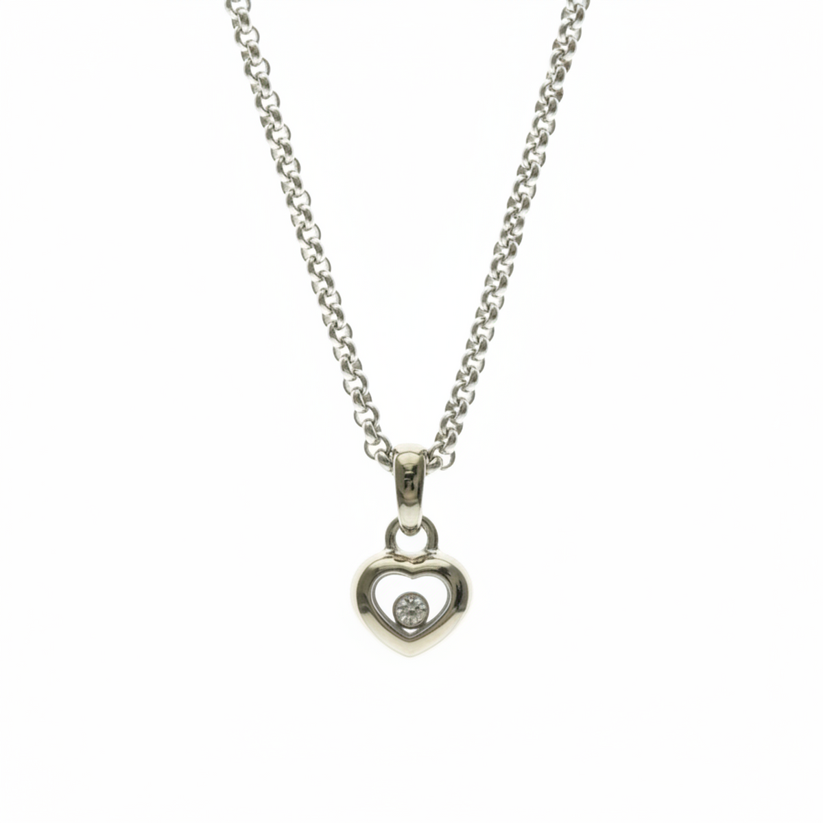 Chopard Happy Diamond Necklace 79/4854 White Gold (18K) Diamond Men,Women Fashion Pendant Necklace (Silver)