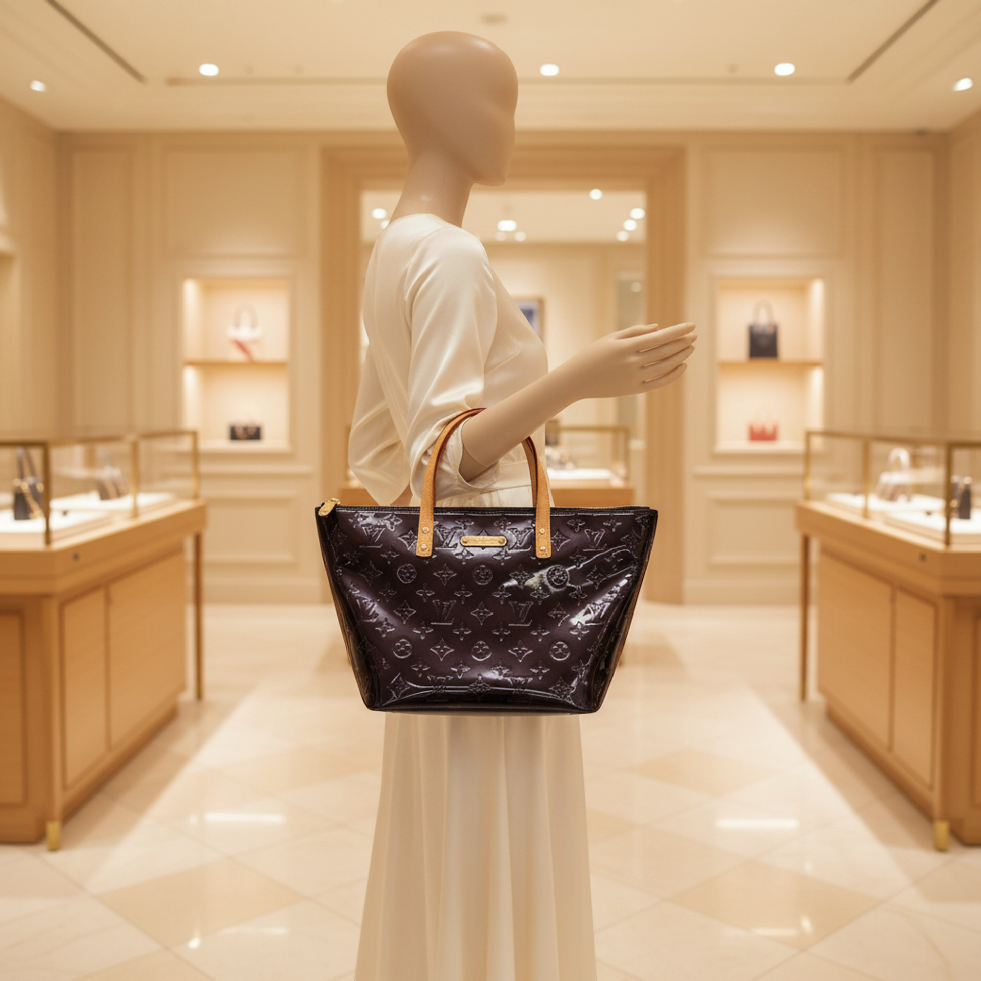 Louis Vuitton Monogram Vernis Bellevue PM M93585 Women's Handbag Amarante