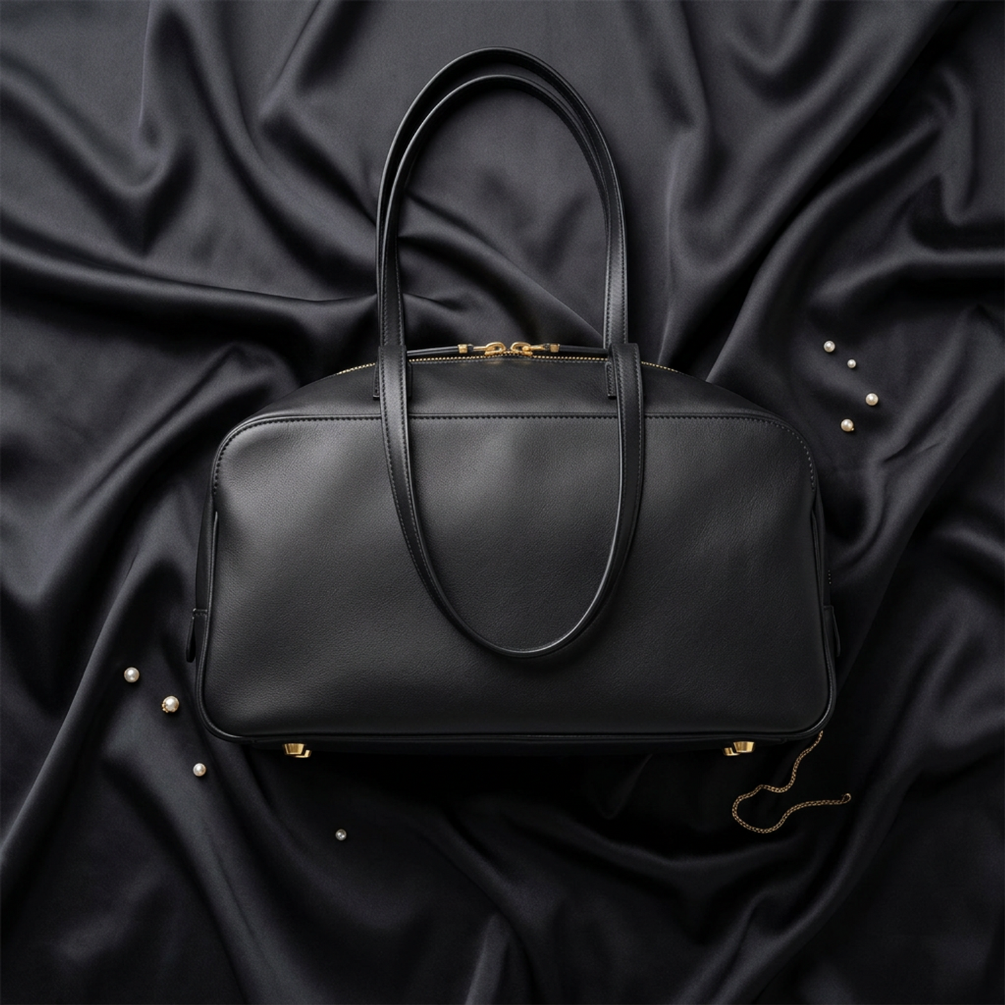 Balenciaga Carry Bowling Bag 826425 Women's Leather Handbag,Shoulder Bag Black