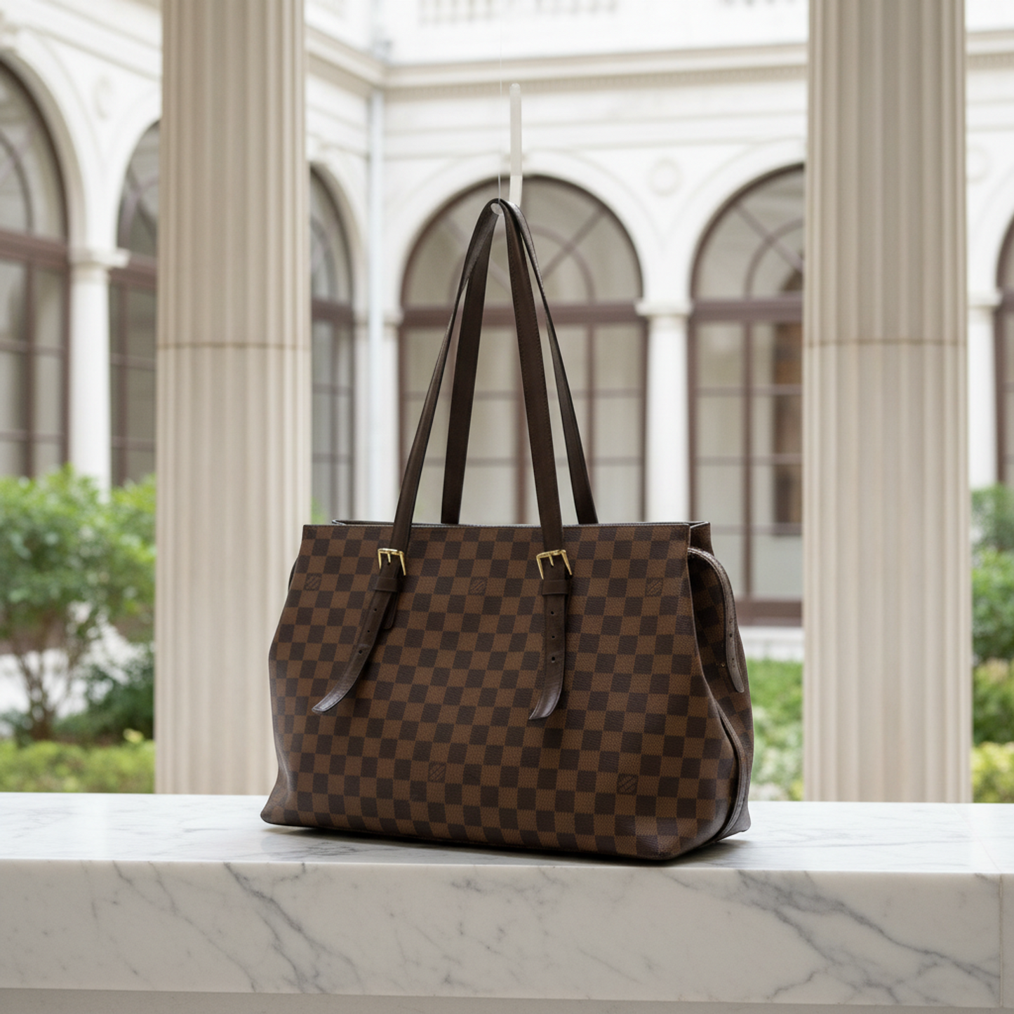 Louis Vuitton Damier Chelsea N51119 Women's Shoulder Bag Brown,Ebene