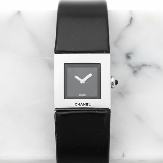 CHANEL Matelasse Steel Leather Quartz Ladies Watch H0116 Polished