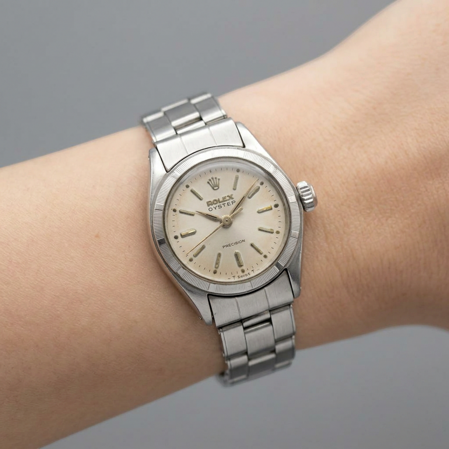 ROLEX Oyster Precision 6411 Steel Hand-winding Ladies Watch Vintage