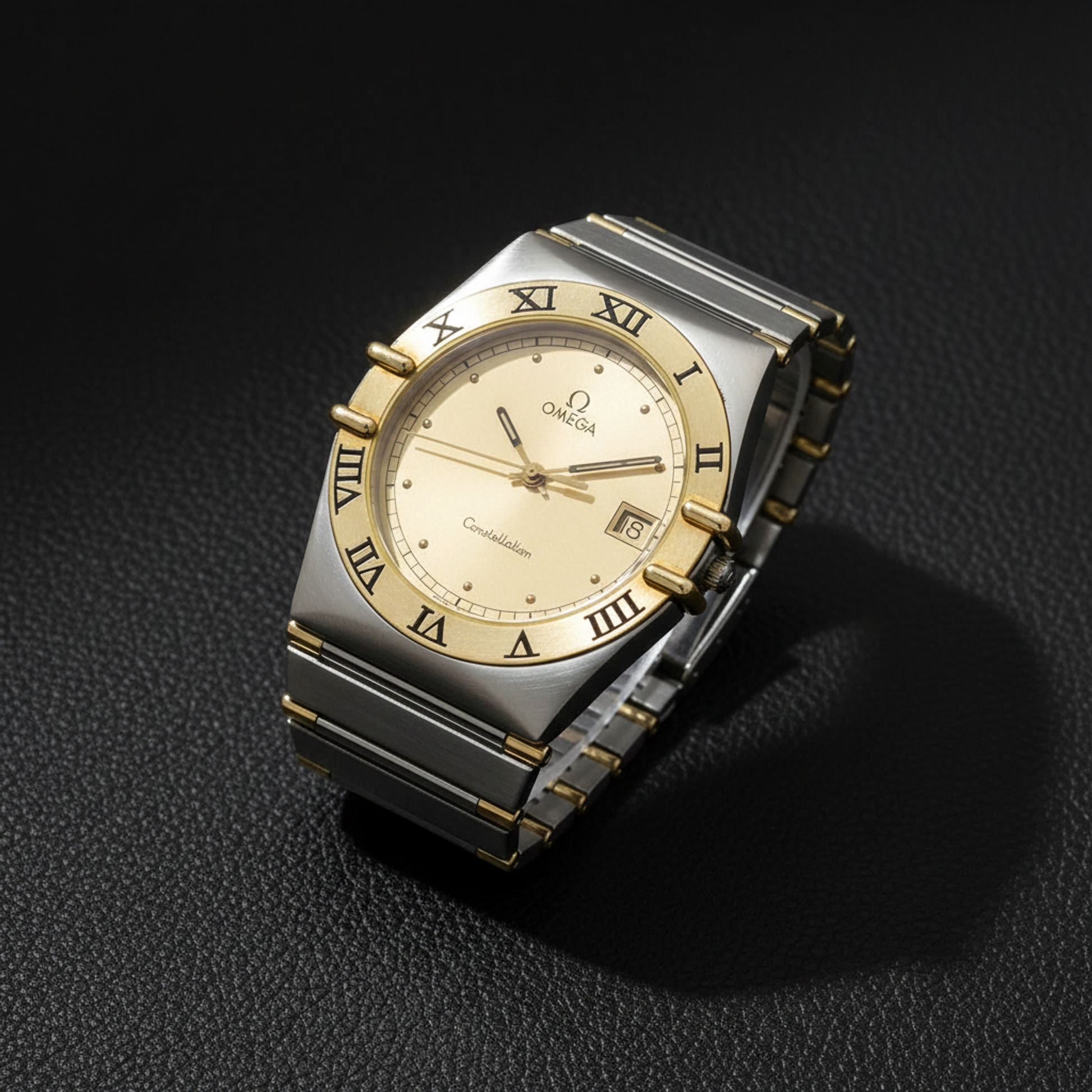 OMEGA Constellation 18K Gold Steel Quartz Mens Watch 396.1080 Polished