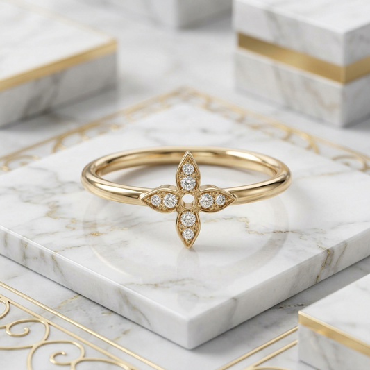 Louis Vuitton Ring Idylle Blossom Q0Q50A Pink Gold (18K) Fashion Diamond Band Ring Pink Gold