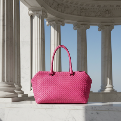 Bottega Veneta Intrecciato Women's Leather Boston Bag,Handbag Pink