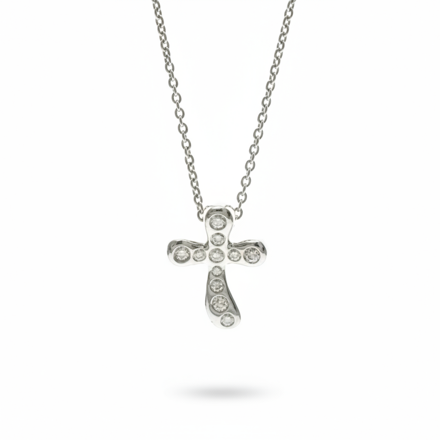 Tiffany Cross Diamond Necklace Platinum Diamond Men,Women Fashion Pendant Necklace