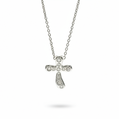 Tiffany Cross Diamond Necklace Platinum Diamond Men,Women Fashion Pendant Necklace