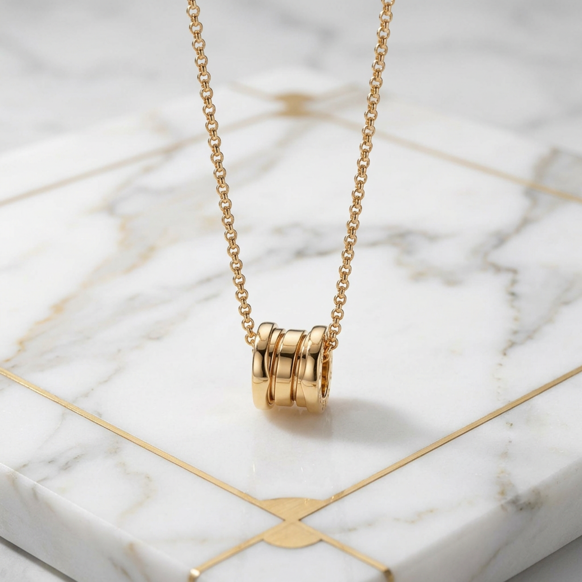 Bvlgari B.zero1 357255 Pink Gold (18K) No Stone Men,Women Fashion Pendant Necklace (Pink Gold)