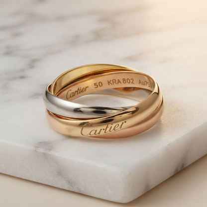 Cartier Trinity Ring Yellow Gold (18K),Pink Gold (18K),White Gold (18K) Fashion No Stone Band Ring Gold