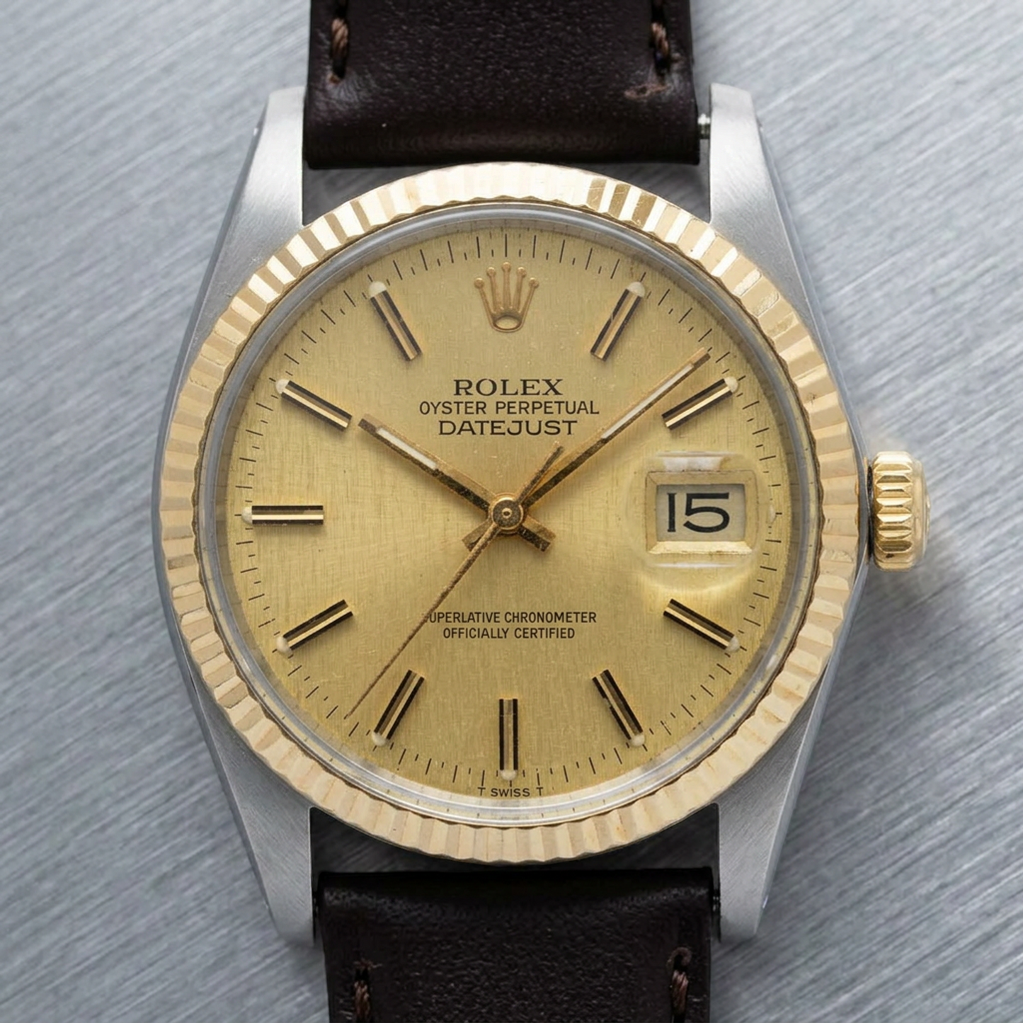 ROLEX Datejust 16013 18K Gold Steel Automatic Mens  Watch Polished