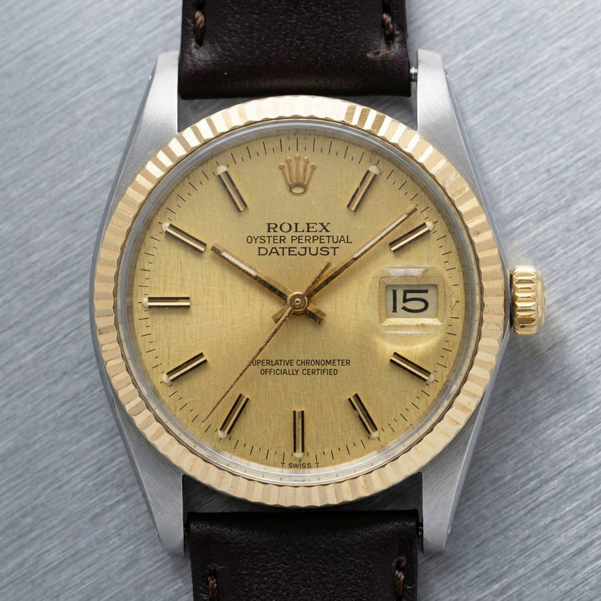 ROLEX Datejust 16013 18K Gold Steel Automatic Mens  Watch Polished